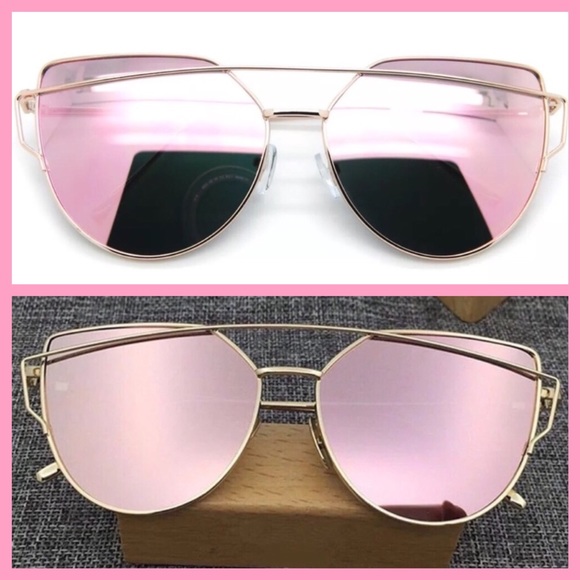 ✨ROSE GOLD✨BRIGHT PINK MIRRORED SUNGLASSES-NEW - Picture 7 of 10